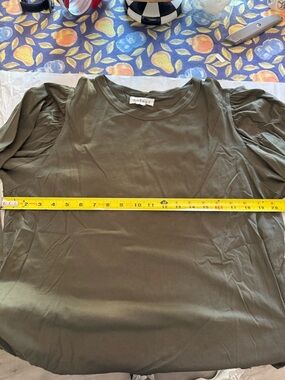 Olive Green Puff Sleeve Women's Top XL